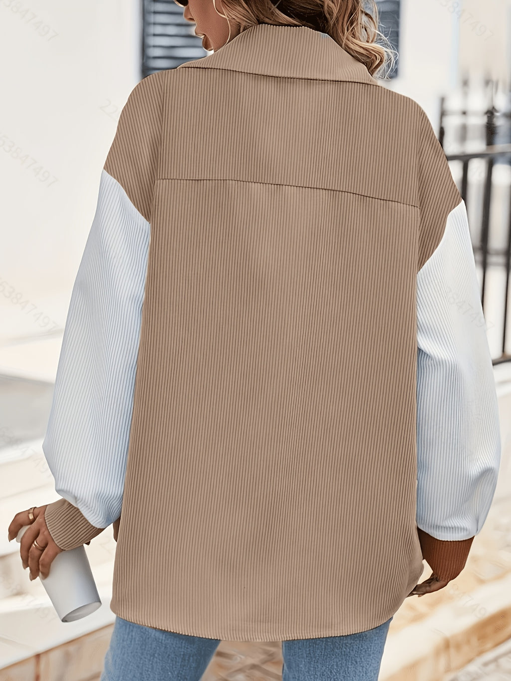 Women'S New Casual Contrast Off-Shoulder Long Sleeve Regular Jacket, Suitable for Spring And Autumn - Mixed colors