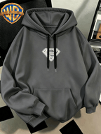 [Authorized by Warner Genuine] Fashion Hip Hop Print Fashion Brand Fashion Casual Versatile Sports Drawstring Pocket Hooded Men's Sweater, Men's Autumn and Winter Cute Casual Style, Sports Style Fashion Loose Hoodie, Daily Casual Wear. - Dark Gray