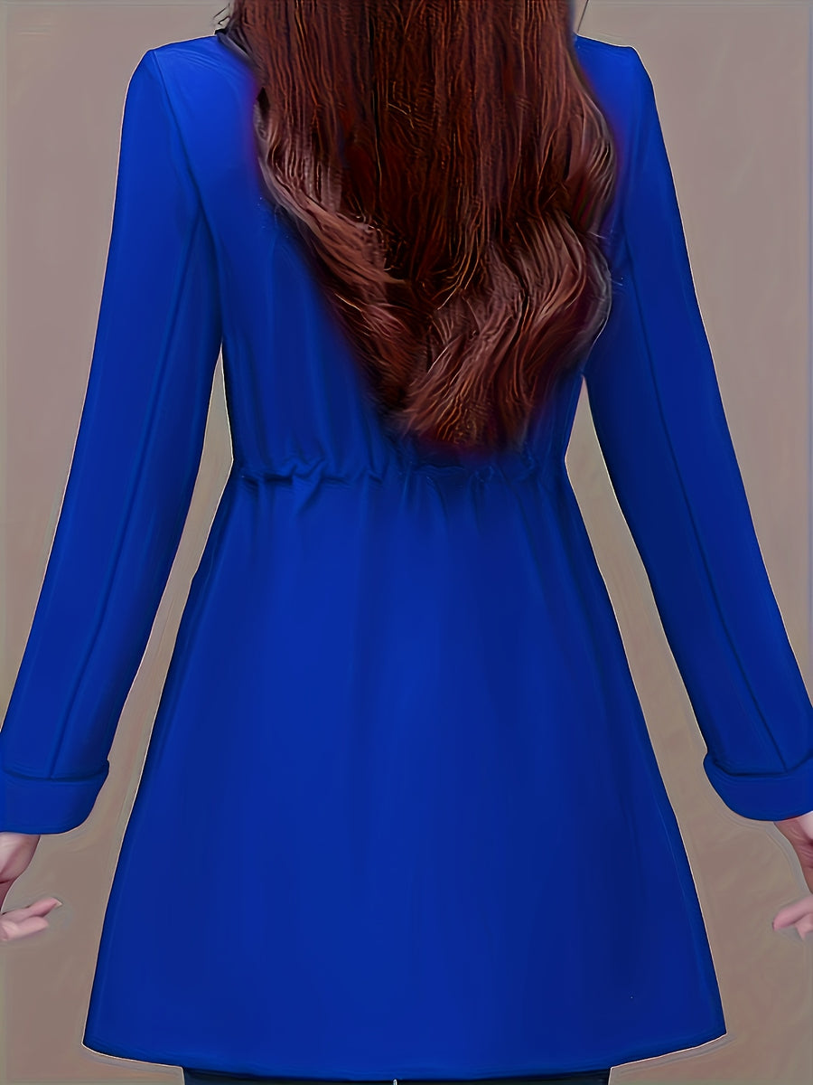 Spring And Autumn Fashion Long Slim Long-Sleeved Shirt Coat - Blue