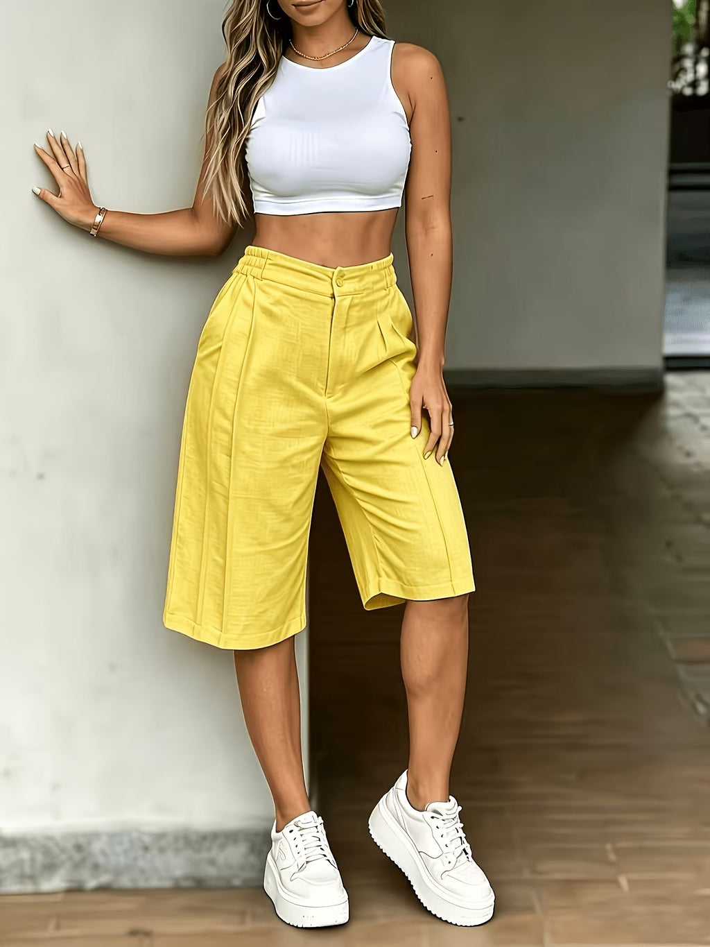 ZD260420021 Women's Fashion Streetwear Cool Shorts - Golden