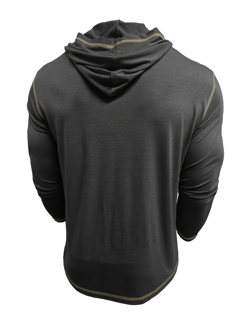 Autumn Men's Hooded Long Sleeved T-shirt Men's Henry Shirt Sunscreen and Shading Keep Warm and Cool Essential for Autumn and Winter 2pcs Set for - black with khaki