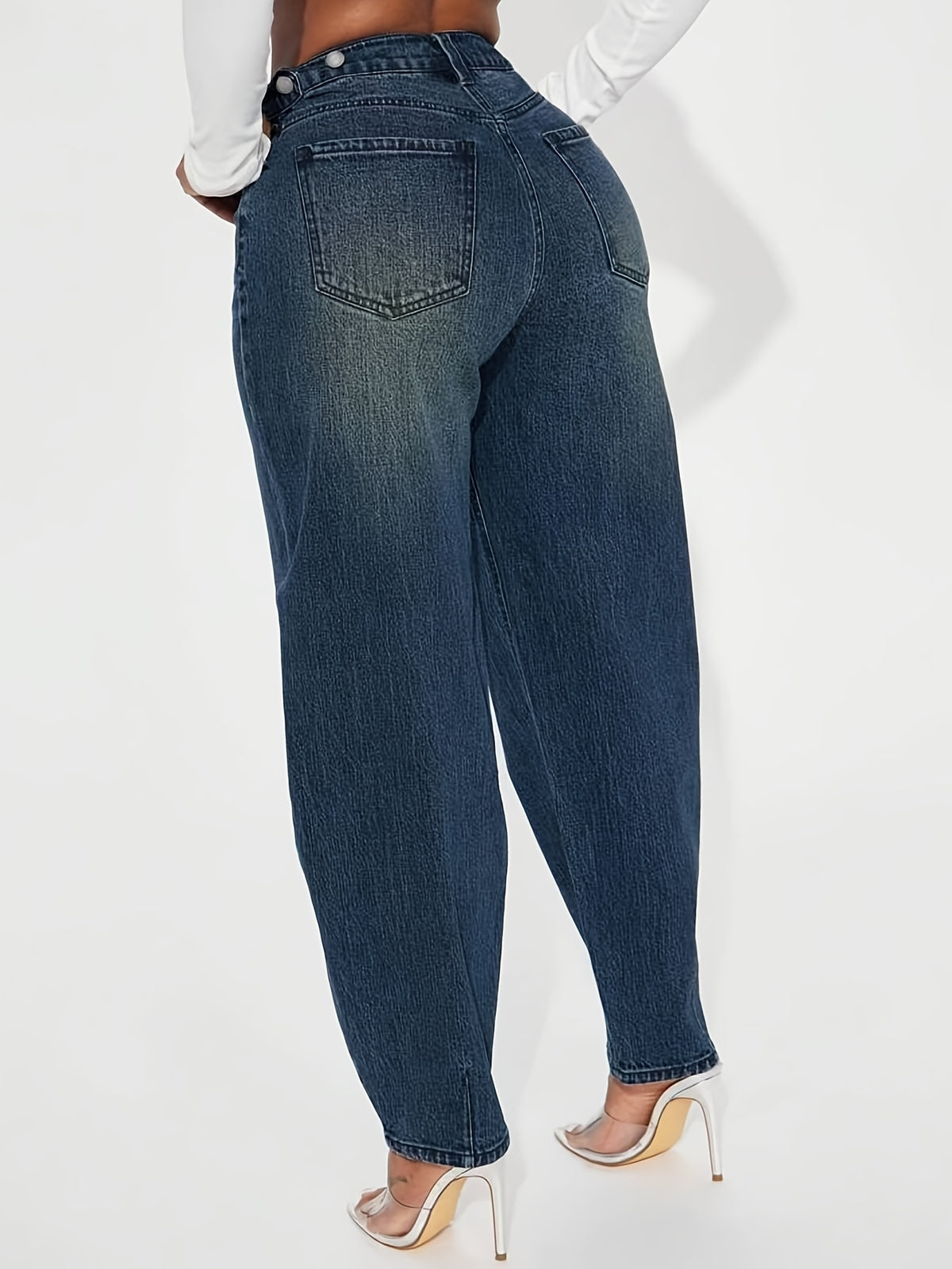 Vintage Style Loose Trousers, Casual Outing Multi-Button Versatile Long Pants - Blue