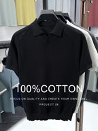 100% High Quality Light Luxury Style Men'S Short Sleeve Seagull Collar Pullover Knit POLO Shirt Fashion Casual Suitable for Outdoor Sports Golf Base Layer Top Vertical Stripe Pinstripe Texture Hollow Design Easy Commuter Light Business Style Lapel C - Extra Black