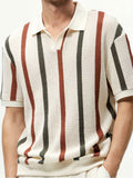 Men'S Casual Fashion Commuter Khaki Knitted Top - Apricot