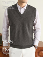 Men'S Knit Vest Sweater for Autumn And Winter, Classic V-Neck Striped Design, Easy Elegant Old Money Style Warm And Cold-Resistant, Suitable for Daily Commute, Office, Outdoor Leisure, Sports, Hiking, Camping, Holiday Gift for Father Or Husband - Olive