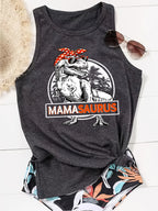Graphic Print Tank Top, Sleeveless Casual Top For Summer & Spring, Women'S Clothing - Deep Grey