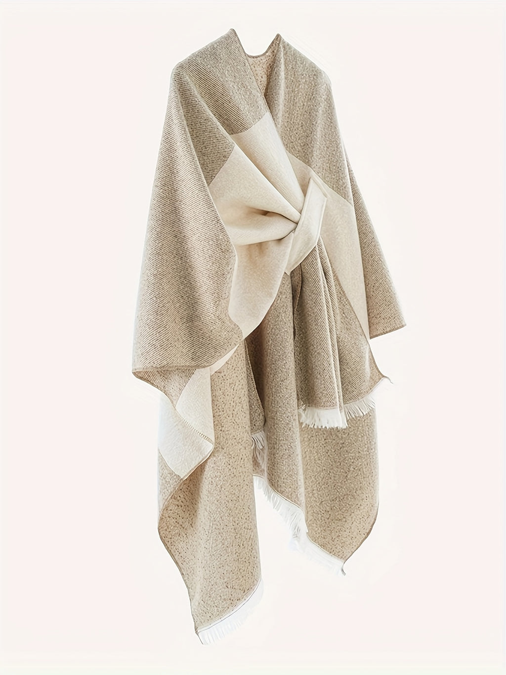 New Striped Asymmetrical Shawl Coat, Perfect Autumn Gift for Women - Beige