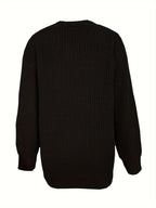 Casual V-Neck Single-Button Sweater Women'S Autumn Winter Cardigan - Black