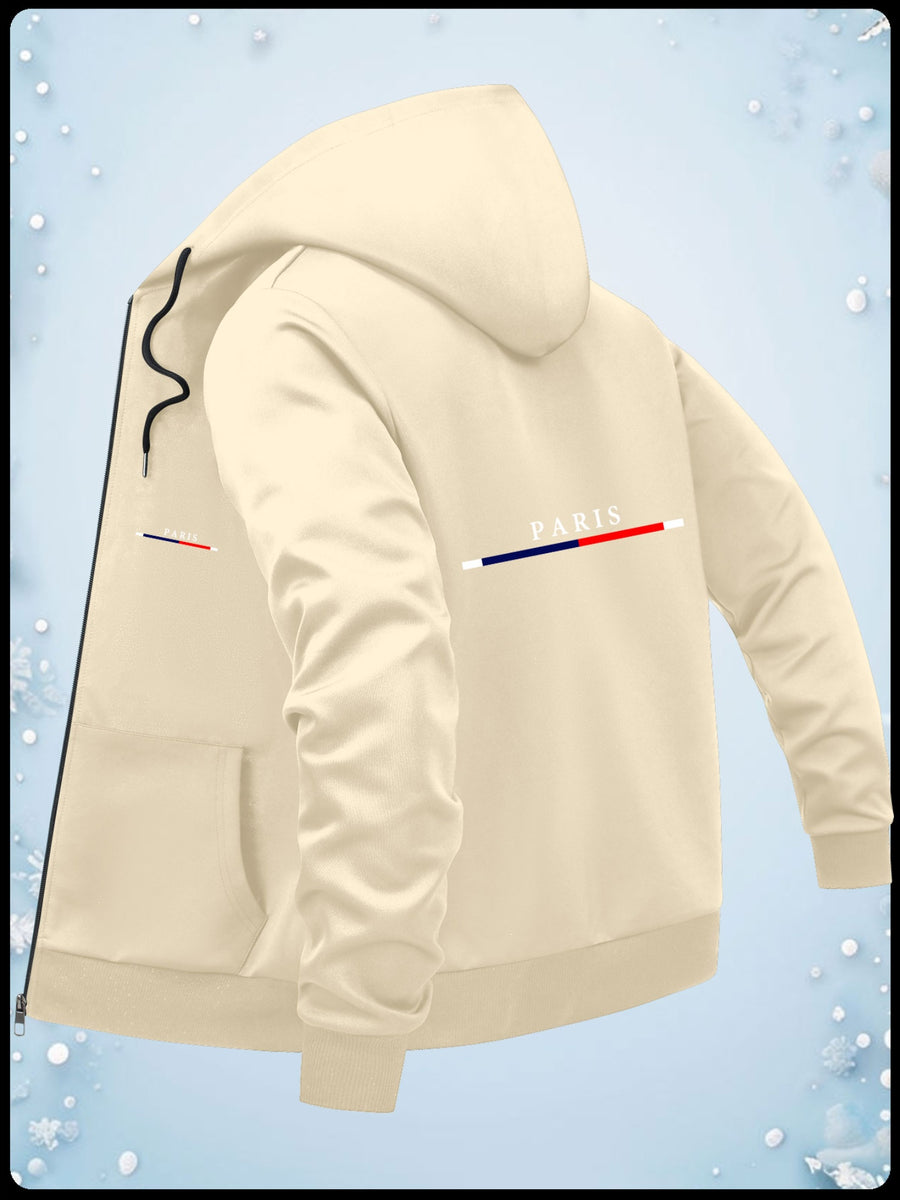 Fashion Casual Print Hoodie Jacket - Apricot