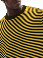 Summer Striped Cropped Loose-Fit Crew Neck T-Shirt, Men's Drop-Shoulder Simple Versatile Casual Top, Machine Washable - Multicolor