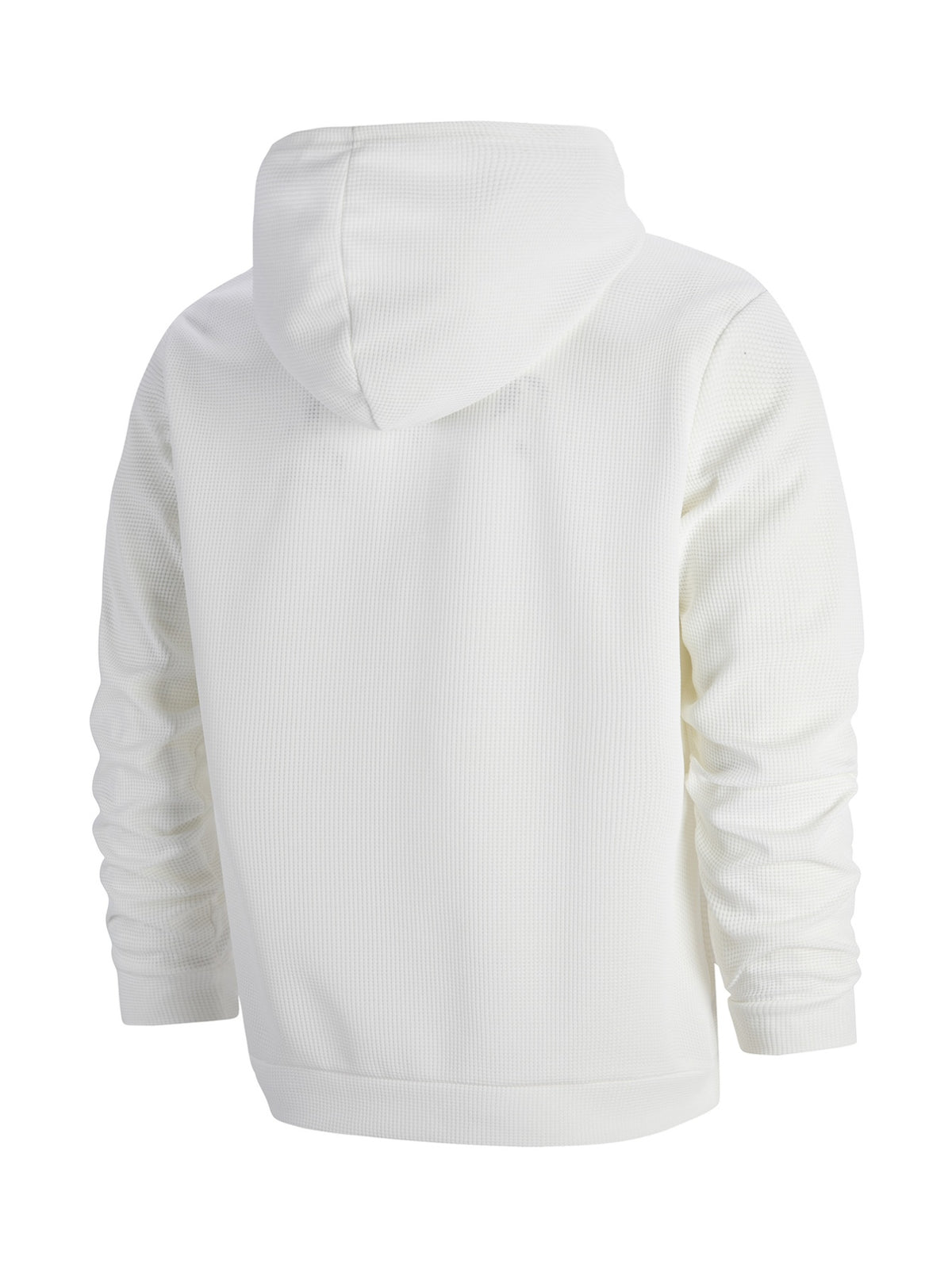 Men's Solid Color Waffle Knit Half-Zip - Lightweight Breathable Half-Zip Hoodie, Long Sleeve Casual Pullover Suitable for Streetwear, Travel, Spring & Autumn Layering, Waffle Texture - White