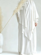 2pcs Prayer Set, Women'S Abaya, Khimar Set, Islamic Clothing, Modest Fashion, Two-Piece Abaya Set, Loose Fit Abaya, Long Sleeve Abaya, Full Length Abaya, Prayer Dress - White