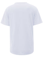 Men's Round-neck Short-sleeve Printed Top with a Black and White Vintage Canvas Shoe Pattern Design, Featuring a Simple Street-style Trend, Suitable for Daily Casual and Sportswear Outfits - White