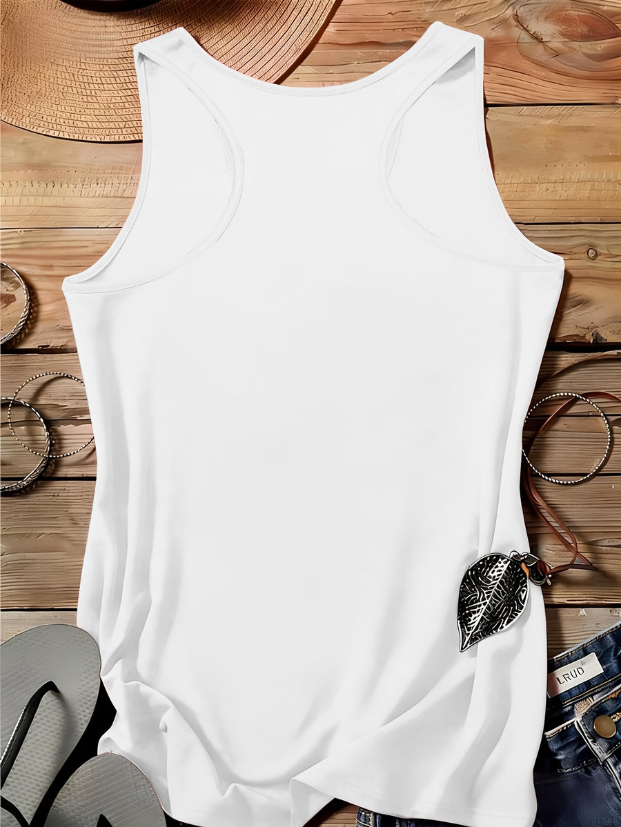 Arabic Numeral & '30' Letter Print Vest - All-Over Base Layer Suitable for Travel,, Outdoor | Machine Washable Sleeveless Top with Number | Casual Round Neck Wear for Streetwear and Year-Round Use - White