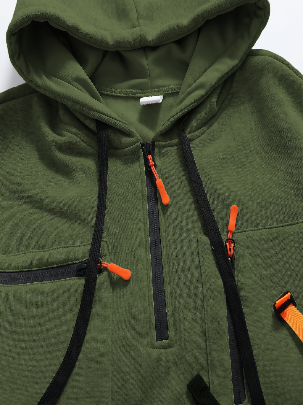 2026 Autumn Winter New Street Men'S Sweatshirt Outdoor Sports Sweatshirt Multi-Pocket Zipper Men'S Casual Print Novelty Hoodie - Military Green