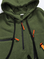 2026 Autumn Winter New Street Men'S Sweatshirt Outdoor Sports Sweatshirt Multi-Pocket Zipper Men'S Casual Print Novelty Hoodie - Military Green