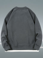 Autumn And Winter New Men'S Heavyweight 350G Fake Two-Piece Crew Neck Sweatshirt, Fashionable Raglan Sleeve Versatile Pullover, Loose Blend 67% + 33% Fiber Sports Sweatshirt - Dark Gray