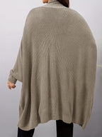 Plus Size, Plus Size Women's Batwing Sleeve Solid Open Front Cardigan - Khaki