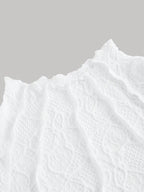 Lace Floral Jacquard Thin Women'S T-Shirt, Dreamy And Romantic, Suitable for Dates, Gatherings, Summer And Spring Wear, Spring Break, Vacation, Picnic, Holiday, Birthday, Etc - White