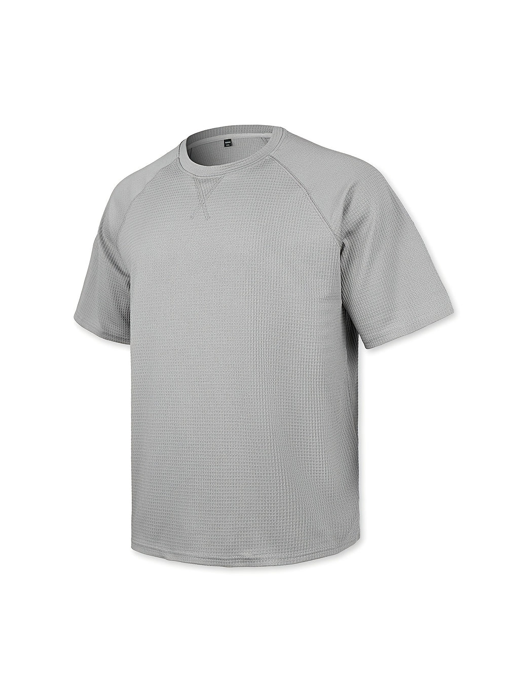 Men'S Waffle Knit T-Shirt Short Sleeve Crew Neck Casual Top, Breathable Textured Fabric Soft Lightweight Comfort Tee, Loose Fit Everyday Wear Perfect for Summer Street Style, Travel, Outdoor Activities And Daily Casual Outfit - Grey
