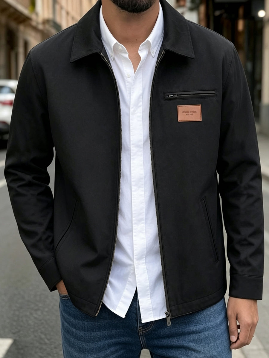 2026 American Retro Work Jacket Men'S Corduroy Lapel Sports Commuter Casual Outerwear Jacket - Black