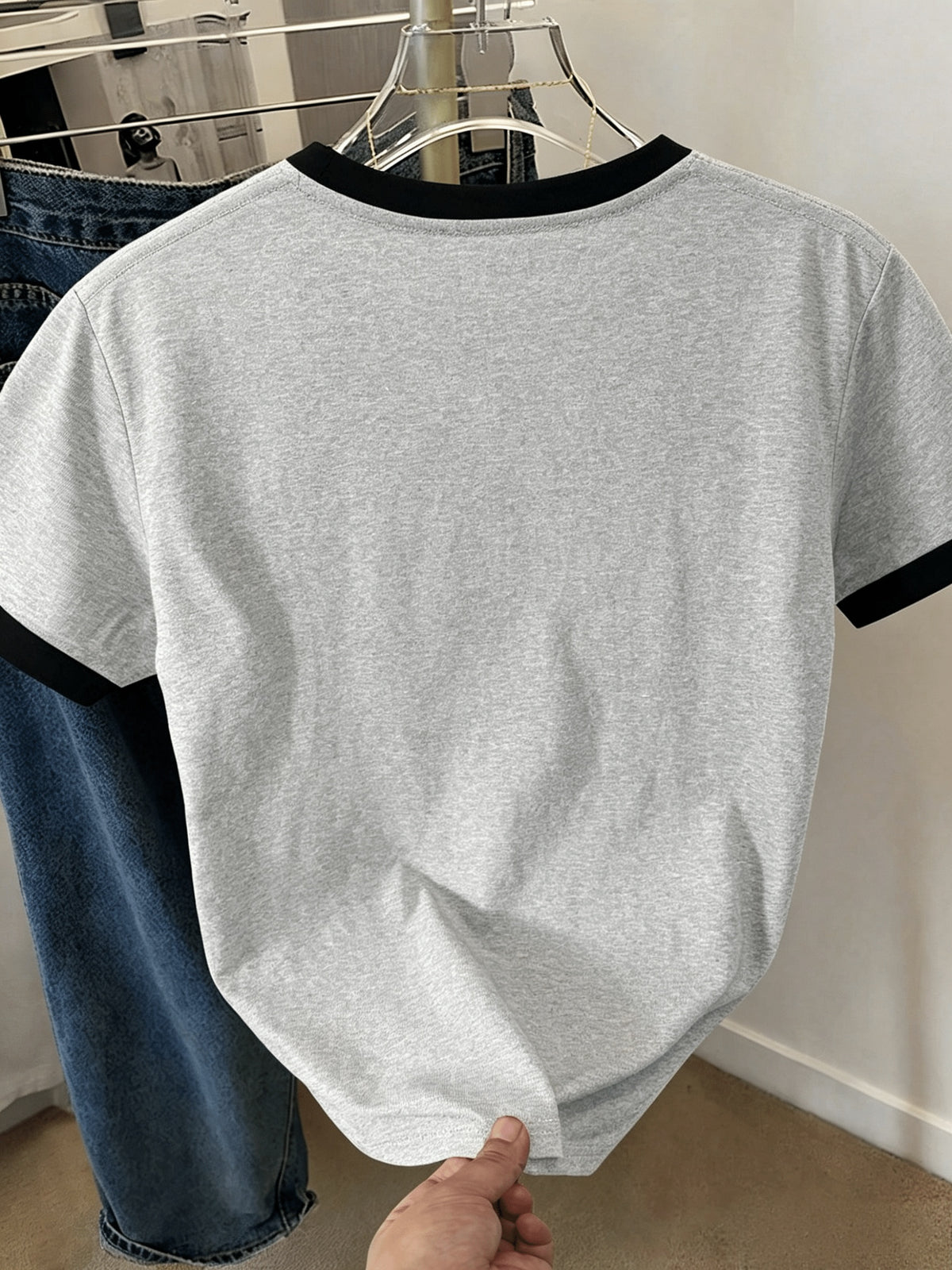 Women'S Summer Casual Short Sleeve Cute Heart Print Fashion T-Shirt with Funny Logo (Quick-Dry) - Grey