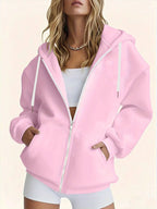 Authorized by Warner, Women'S Hoodie, Sketched Half Body Spider- Print, Casual Zipper Jacket with Pocket, Autumn/Winter Hoodie, Comfortable And Versatile with Pattern - Pink