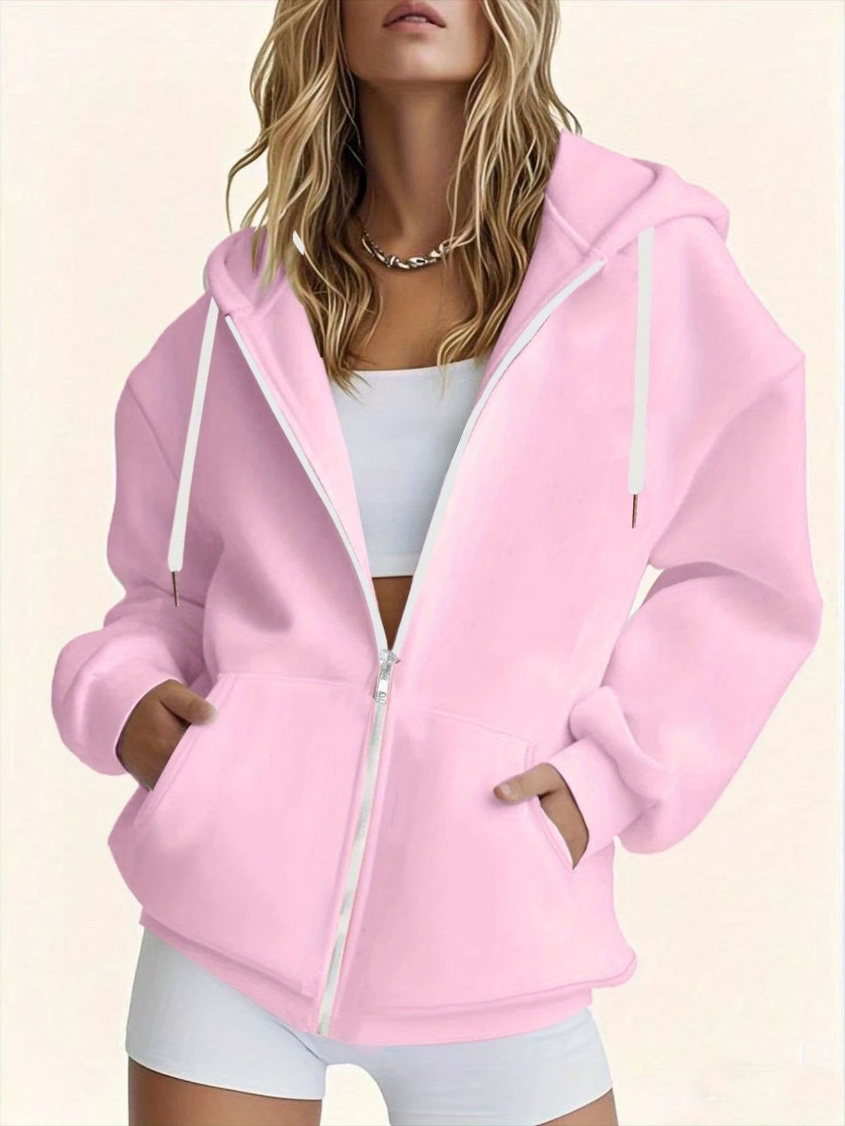 Authorized by Warner, Women'S Hoodie, Sketched Half Body Spider- Print, Casual Zipper Jacket with Pocket, Autumn/Winter Hoodie, Comfortable And Versatile with Pattern - Pink