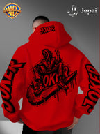 Official Warner Bros., Trendy Cool American Street Style DC Classic Character Themed Print Hoodie, American Street Style Unisex Long Sleeve Top, Suitable for Daily And Outdoor Activities, Ideal Warm Outerwear Choice for Autumn And Winter! - Red
