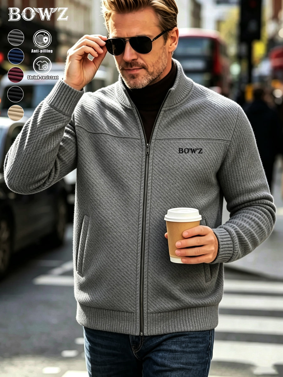 Men's New Spring/Autumn Baseball Collar Jacket, Fashionable Business Casual Outerwear, Versatile Long-Sleeve Jacket, Suitable for Office Workers and White-Collar Men for Casual Outings and Daily Commutes, Comfortable and Stylish Solid Color Jacket - Grey