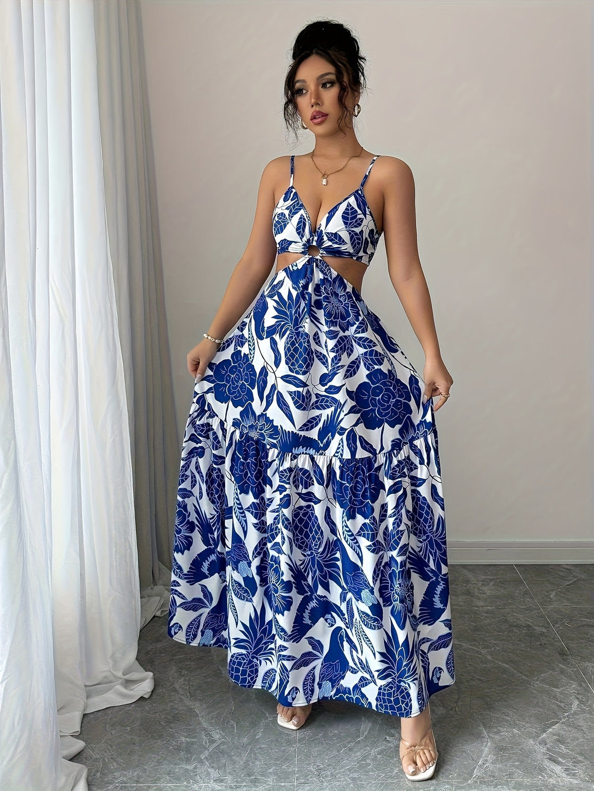 Women's Elegant Casual Camisole Dress - Blue