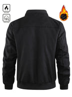 Men'S Pilot Thick Jacket, Padding Thick Jacket, Winter Warm Workwear Jacket, Stand-Up Collar Zipper Top, Multi-Pocket Casual Jacket, Outdoor Daily Jacket, Retro Workwear Men'S Clothing, Autumn And Winter Thick Flight Jacket - Black