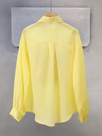 Women's Thin Shirt Jacket, New 2026 Spring/Autumn Long Sleeve Shirt Top - Yellow