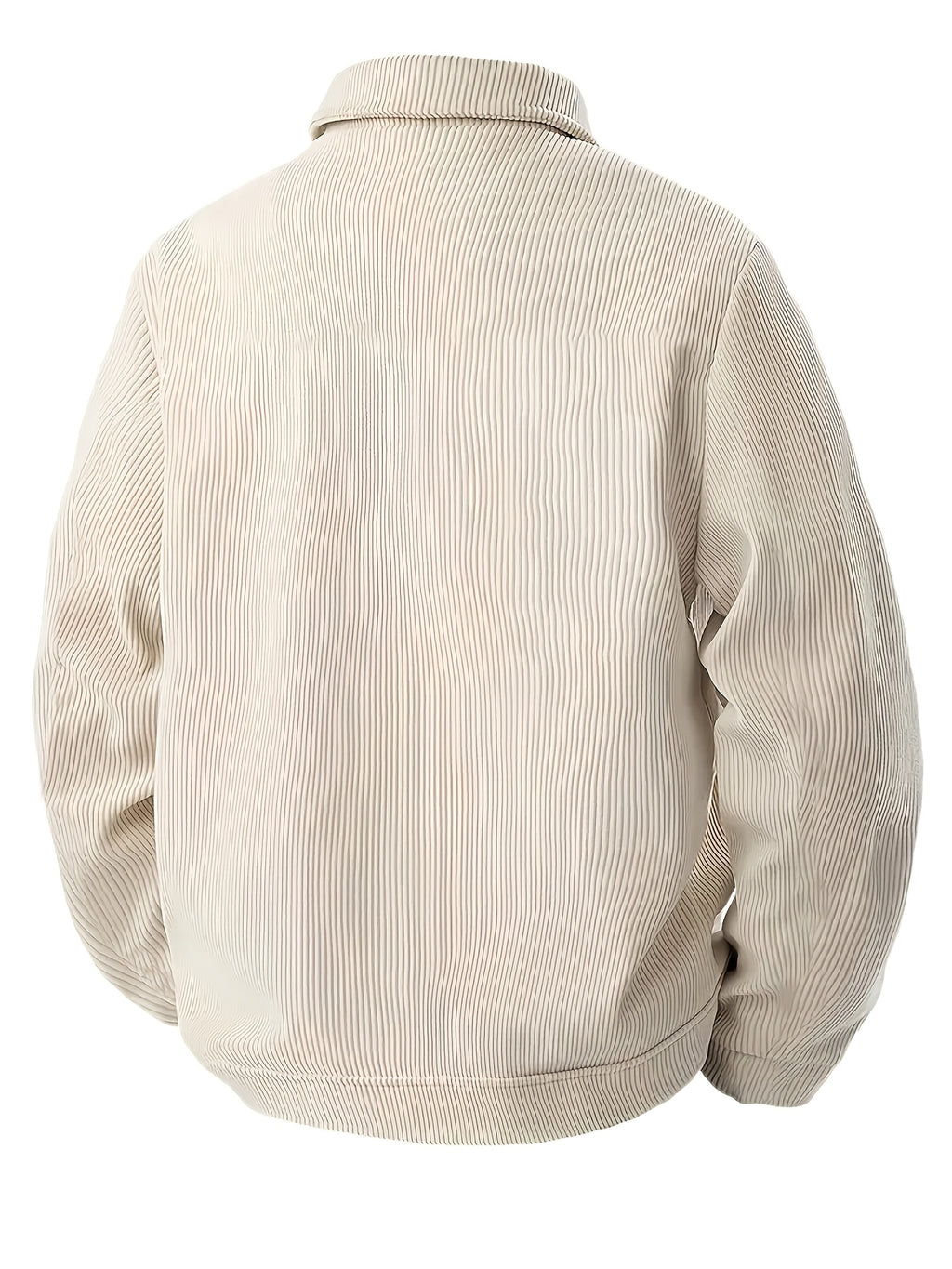 Men'S Trendy Corduroy Lapel Cargo Jacket Solid Vertical Texture Casual Long Sleeve Jacket Commuter Top - Apricot