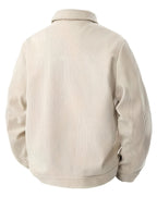 Men'S Trendy Corduroy Lapel Cargo Jacket Solid Vertical Texture Casual Long Sleeve Jacket Commuter Top - Apricot