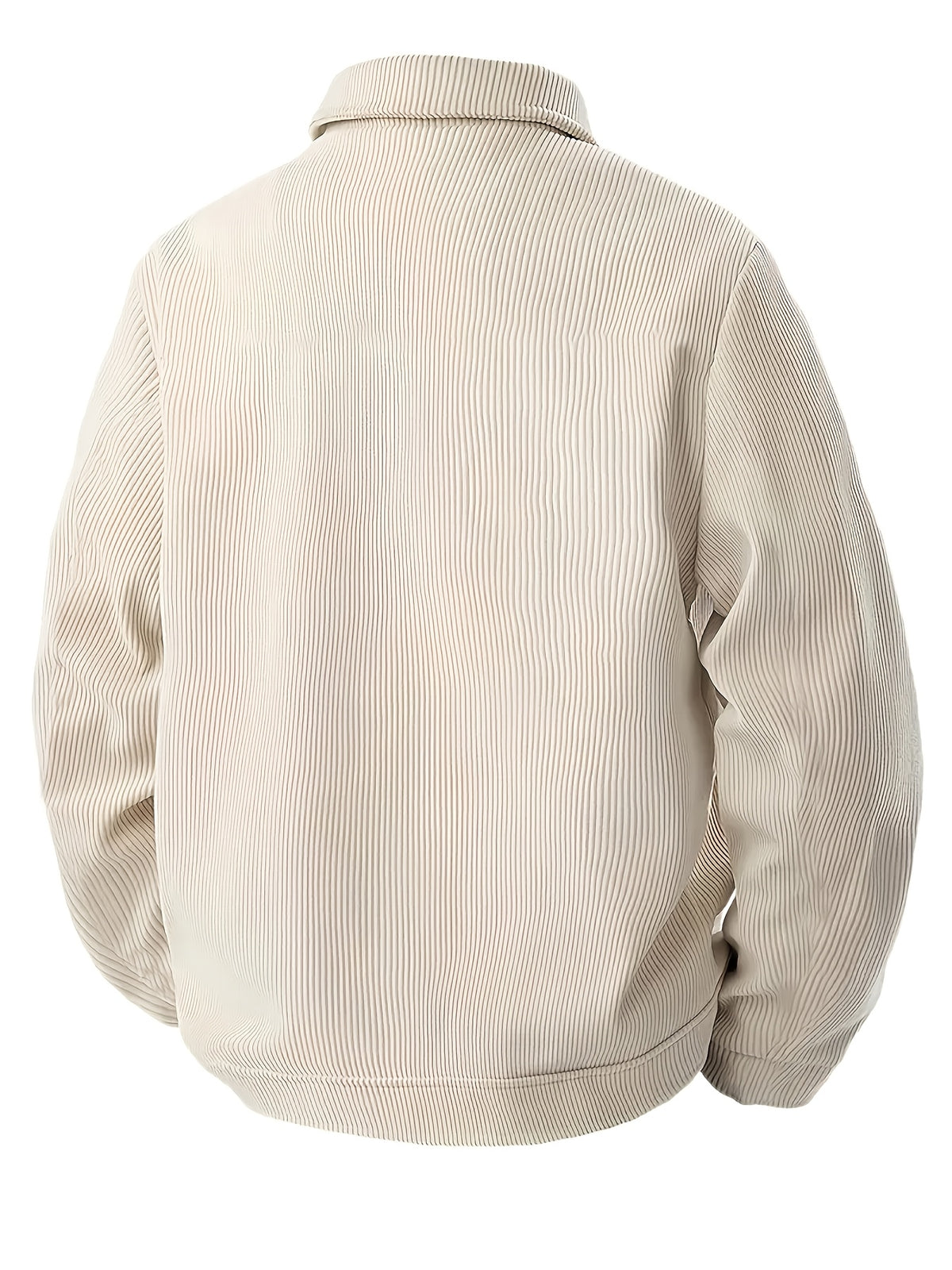 Men'S Trendy Corduroy Lapel Cargo Jacket Solid Vertical Texture Casual Long Sleeve Jacket Commuter Top - Apricot