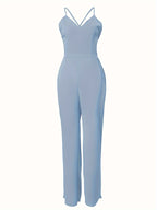 (Same Style on ) Women'S Suspender Jumpsuit Summer Fashion Sexy Backless Dress Women'S Outing Party Vacation Elegant Slim Fit Jumpsuit Long Pants Women'S Clothing - Light Blue