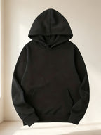 Discount 2pcs Solid Color Basic Hoodie Men'S Loose All-Match Drop Shoulder Long Sleeve Top Casual Pullover Sweatshirt - Khaki + Black