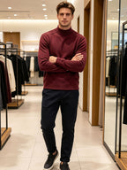 Men's Half-turtleneck Base Layer, Suitable for Wearing Alone in Early Autumn or as a Warm Inner Layer in Late Winter, Adaptable for Both Business and Casual Styles. -SINBOS - Rose Red