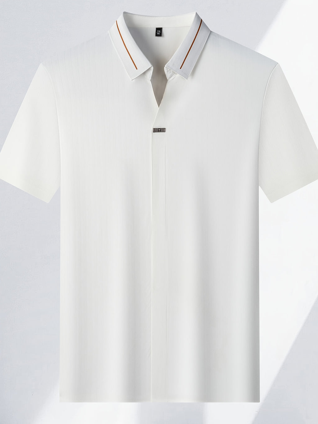 Men'S Seamless Short-Sleeved Polo, Summer Color-Block Ruffled Collar, Breathable Iron-Free Business Solid Color Casual Shirt - White