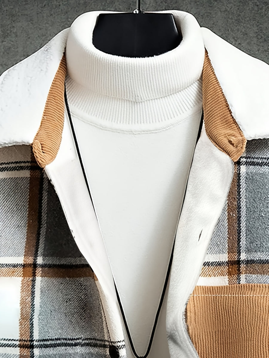 Pearson OBM Men's Fashion Versatile Plaid Jacket - Light Grey