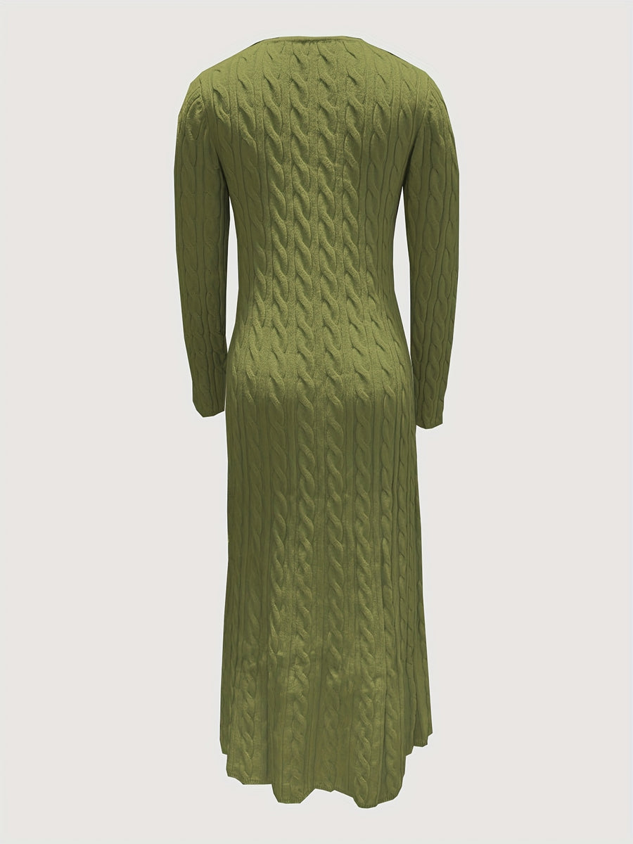 Autumn/Winter Fashionable, Elegant, Casual, and Commuter-Style French-Style Women's Dress, New Fabric Maxi Dress with High-End Color Tones and Textures - Green