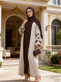 Women'S Breathable Embroidered Muslim Dress, Islamic Attire, Long Robe for Travel, Suitable for Ramadan/Eid Al-Fitr/Eid Al-Adha - Apricot