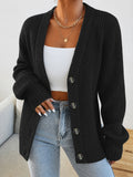 New Arrival, Fashion Women'S Clothing, Spring Autumn Early Winter, Button-Poked Sweater Jacket - Black