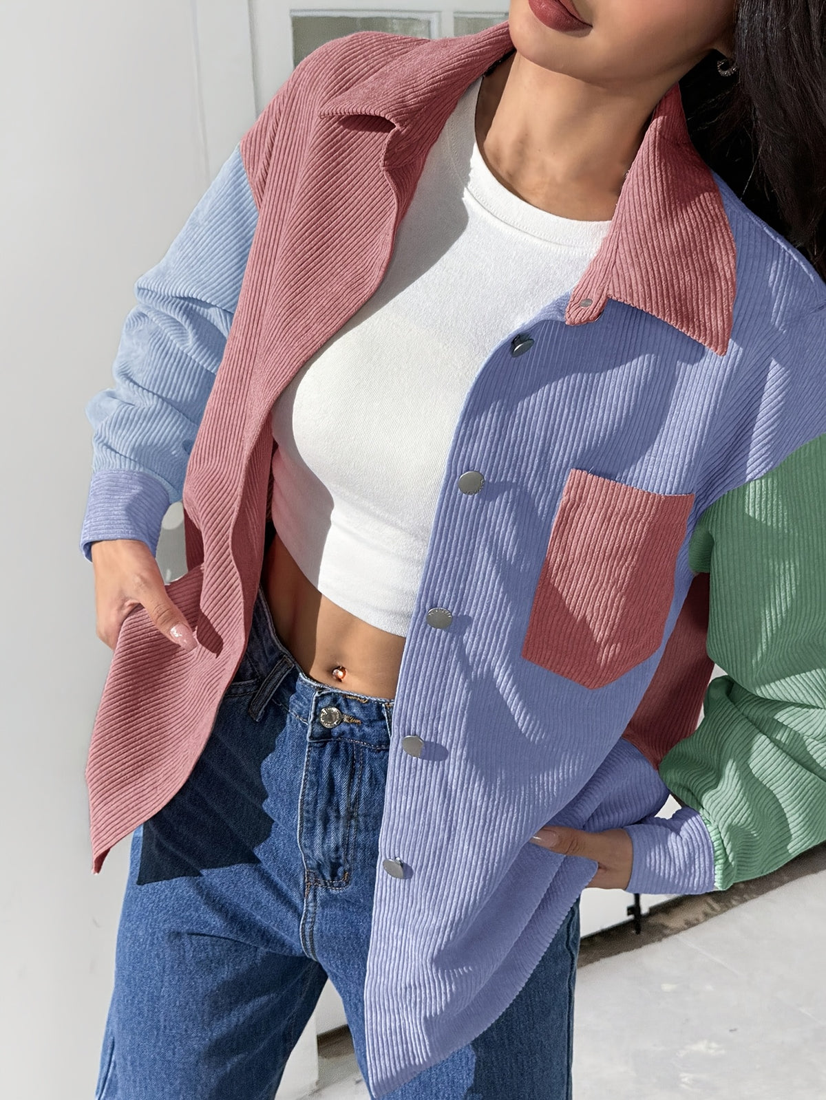 Plus Size, TB6709 Stylish and Elegant Coat, Plus-size Casual Shirt, Suitable for Autumn and Winter - Mixed Color 3
