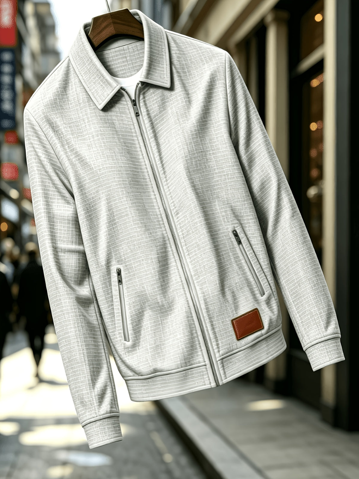 Men'S Fashion Waffle Collar Long Sleeve Open Front Cardigan Sweater Jacket - Grey