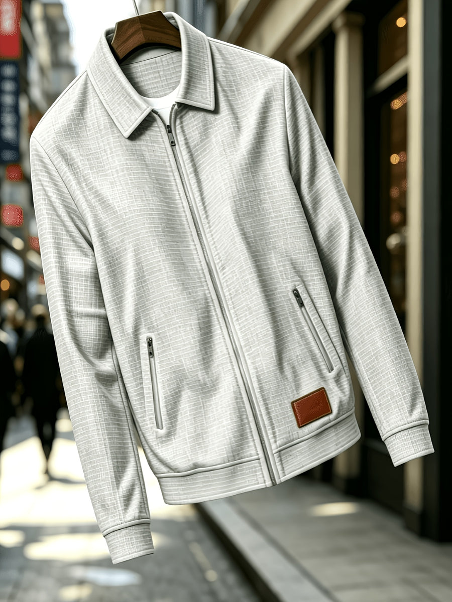 Men'S Fashion Waffle Collar Long Sleeve Open Front Cardigan Sweater Jacket - Grey