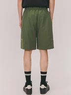 NO ONE ELSE Zipper Pocket Casual Shorts for Men and Women, Summer Elastic Waistband Wide-Leg Pants - Army Green