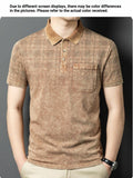 Washed Distressed Denim Texture Polo Shirt, Breathable Sweat-Absorbent Men'S Business Casual Summer Top, Sweat-Resistant - Coffee Color