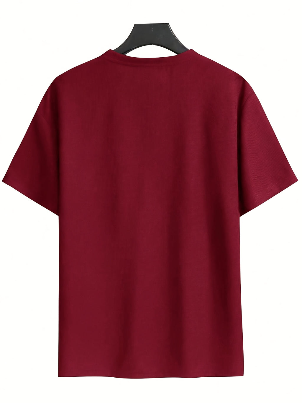 Men's Waffle-Knit Short Sleeve T-Shirt - Breathable Base Layer & Casual Round Neck Pocket Tee, Solid Color Suitable for Gym, Casual Attire, Machine Washable, Spring/Summer Layering Shirt, High-Fit Rate for Lifestyles - Wine Red + Wine Red